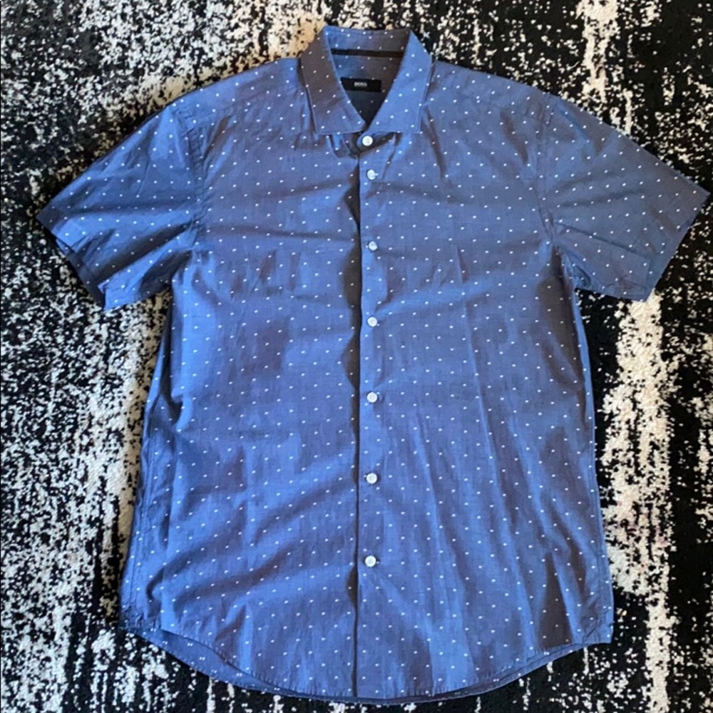 Hugo Boss short sleeve men’s polkadot shirt - L